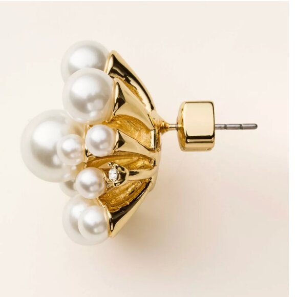 NIB kate spade new york x Target Pearl Cluster Stud Earrings White/Gold - Picture 2 of 6